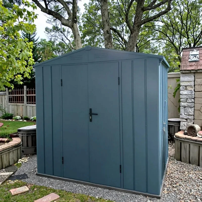 Heavy Galvanized Steel Outdoor Storage with Easy Assembly Portle Metal Shed Lawn and Pool Accsori, Seasonal Items