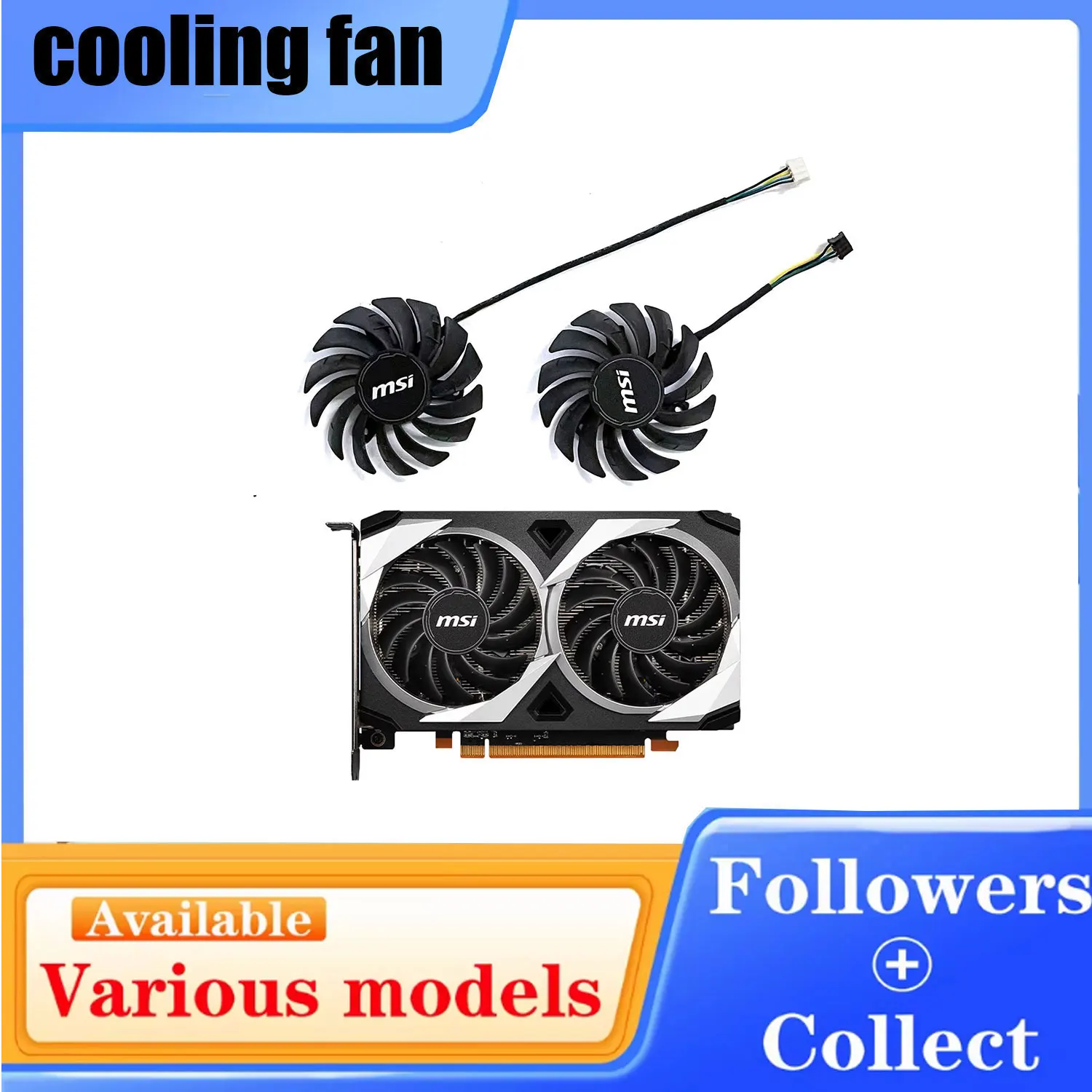 Brand new 70MM 4PIN PLD08010S12HH RX 6500 XT GPU fan For MSI Radeon RX 6500 XT MECH 2X 4G graphics card replacement