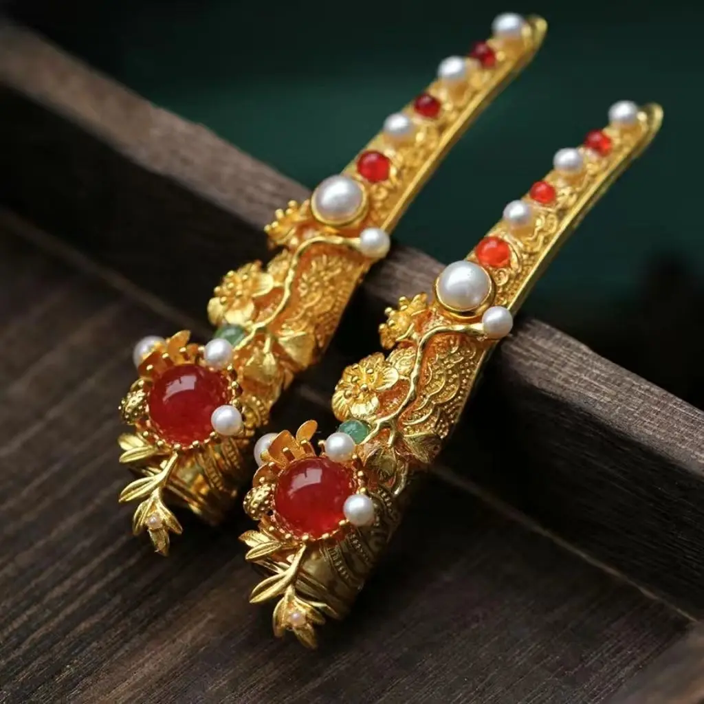 

Brass Chinese Bridal Palace Nail Cover Ancient Style Photography Han Fu Costume Accessories