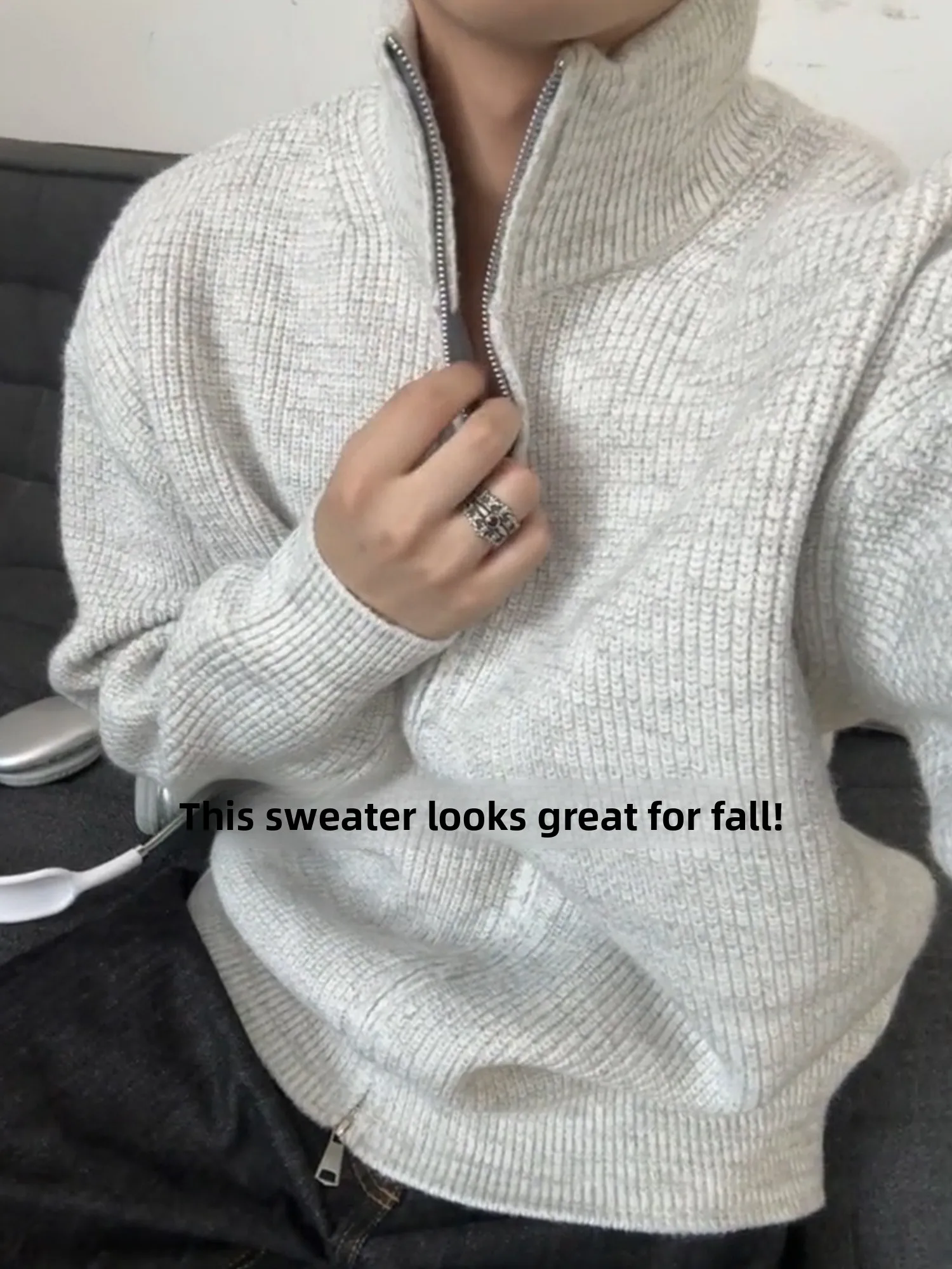 Maglione lavorato a maglia a collo alto Cleanfit da uomo autunno inverno con doppia cerniera cappotto cardigan con colletto alla coreana americano