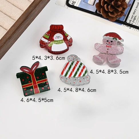 New Christmas Autumn Winter Series Hair Clips Acrylic Material Christmas Gift Sweater Crab Clip Women's Hair Accessories