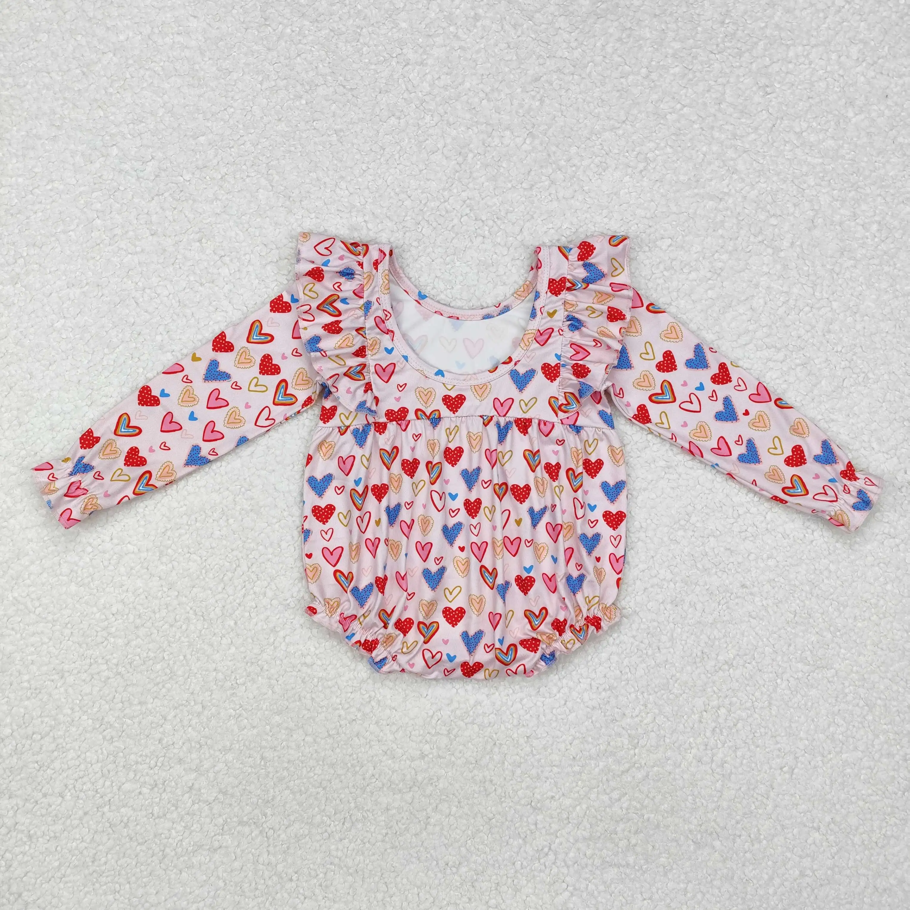 Wholesale western boutique onesies newborn toddler Sibling Baby Infant Girls Valentines Hearts Long Sleeve Rompers