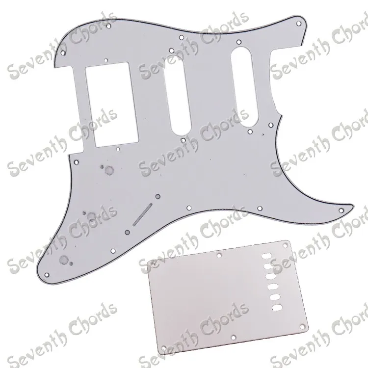 3 Ply SSH 11 Hole Guitar Pickguard & 1 Ply 6 Hole Guitar Backplate Back Plate Cover For ST FD Electric Guitar - Black & White