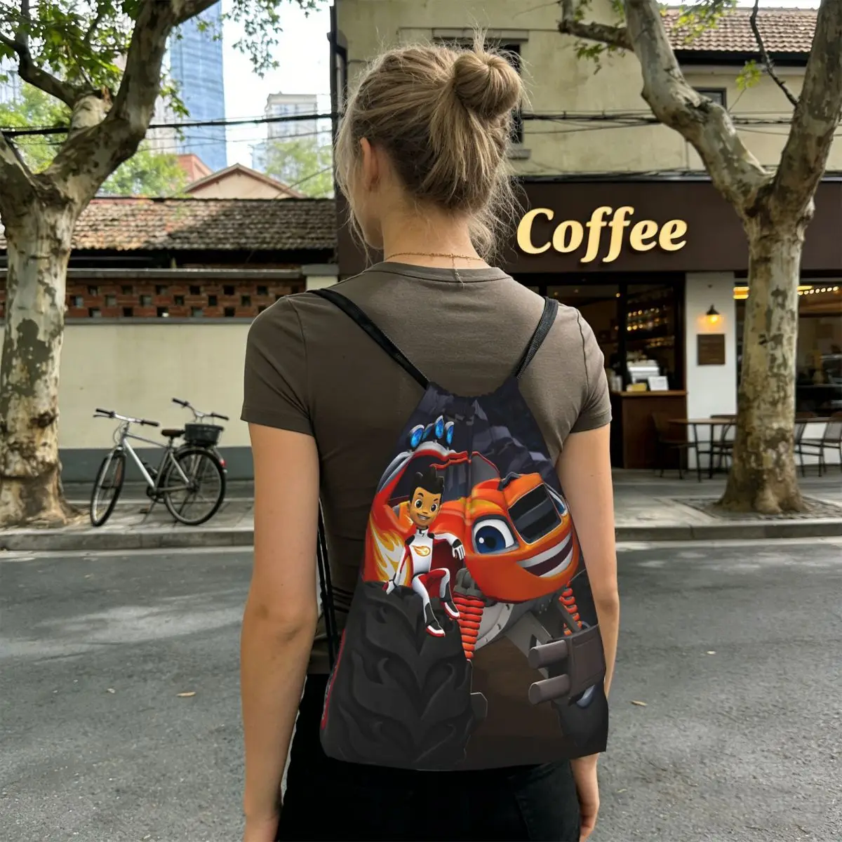 Blaze And The Monster Machines Backpacks Casual Drawstring Bundle Pocket Shoes Bag Book Bags for Travel Students