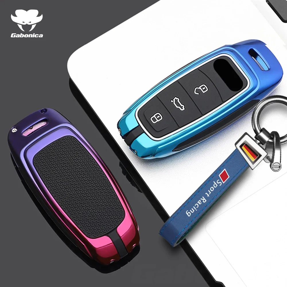 New Zinc Alloy Car Key Case Bag For Audi Sport Racing A6 A3 A7 A8L D5 C8 Q4 E-tron Q7 Q8 S6 S7 S8 RS 6 RS 7 Keychain Accessories