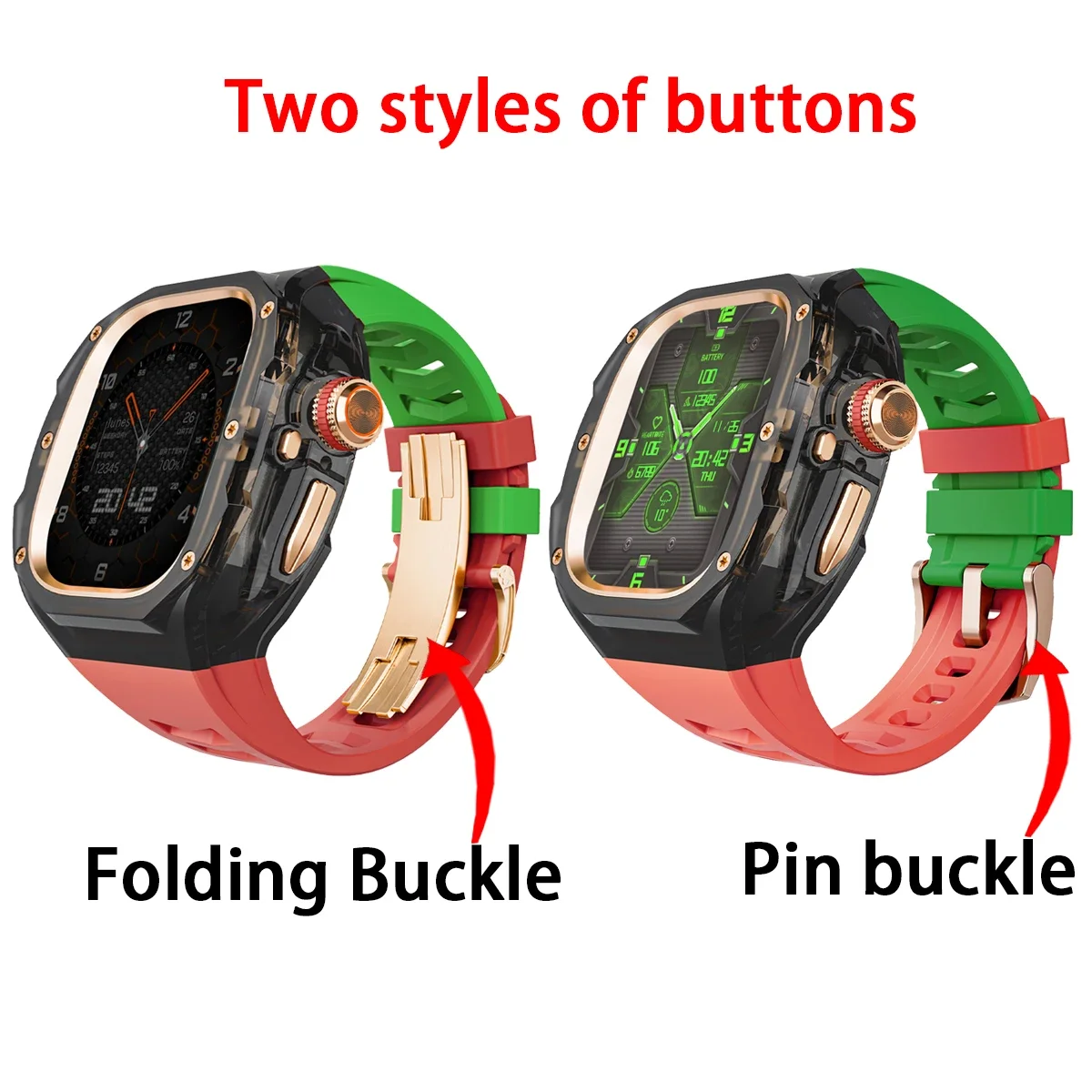 Luxury Mod Kit for Apple watch Ultra 3/2/1 49mm Sport Rubber Strap+Case for Iwatch ultra 49mm Transparent Glacier Case Refit Kit