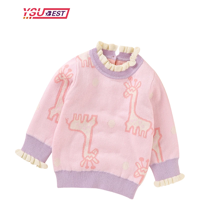 

Spring Autumn New Girl Cute Cartoon Pattern Knitting Sweater Baby Agaric Lace Sweater Children Long Sleeve Keep Warm Pullover