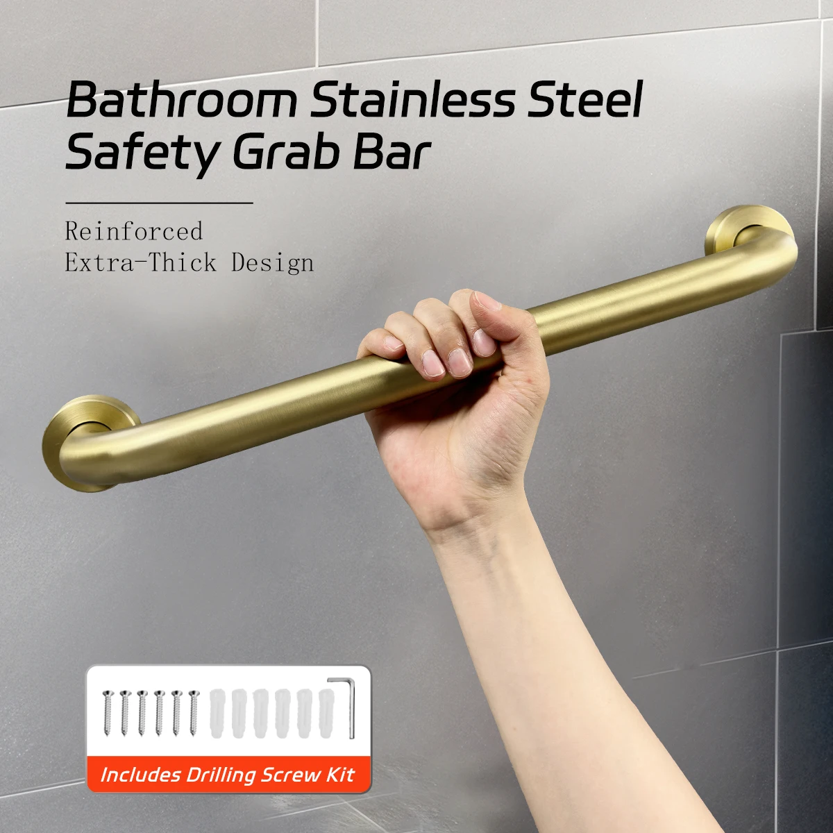 304 Stainless Steel Bathroom Shower Grab Bars, Safe and Barrier-Free Toilet Grab Bars for the Elderly, Safety Grab Bars for Bathtubs and Showers, Bathroom Grab Bars - Durable, Corrosion-Resistant, Drill-In Installation