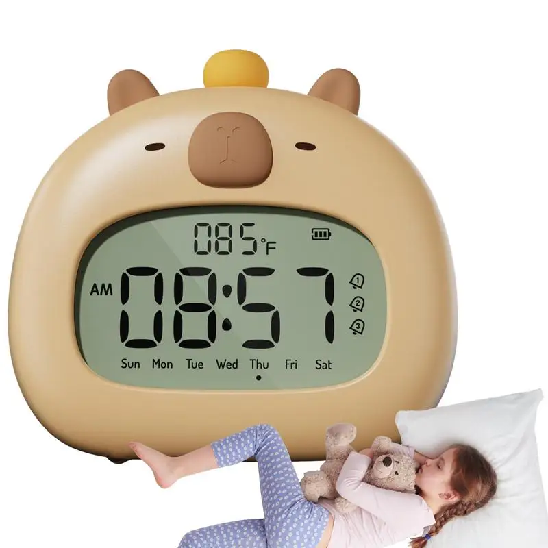 Animal Alarm Clock Capybara Night Lamp Cute Teen Alarm Clock Girls Capybara Digital Clock Adjustable Light For Boy And Girl