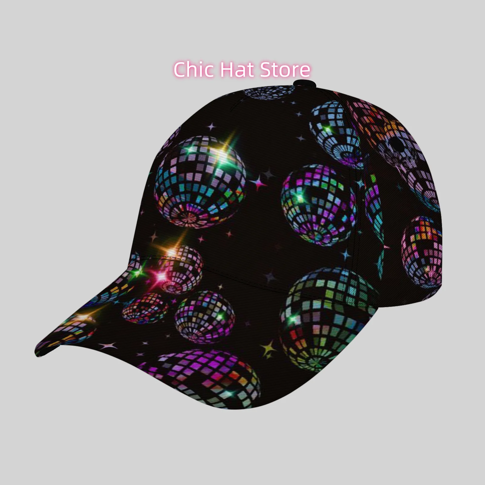 Fashionable and Lightweight Dome Hat, Unisex Cool Hip-hop Baseball Cap, Neon disco ball pattern