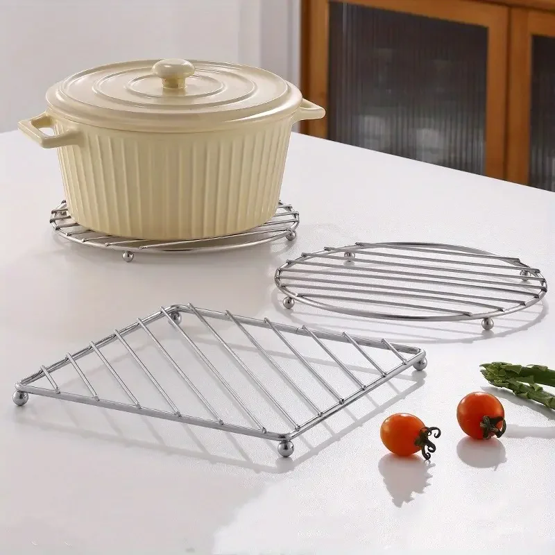 

1PC Thickened Pot Rack Stainless Steel Heat Insulation Pad Home Mesh Anti Slip Pot Mat Anti Scalding Home Kitchen Accessories