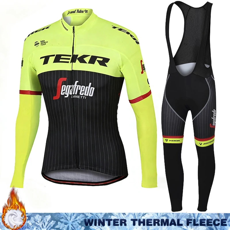 

Men's Cycling Suit Long Sleeve Jersey Thermal TEKR Uniform Man Termal Fleece Clothing 2026 Winter Biking Clothes Set Mens Bib