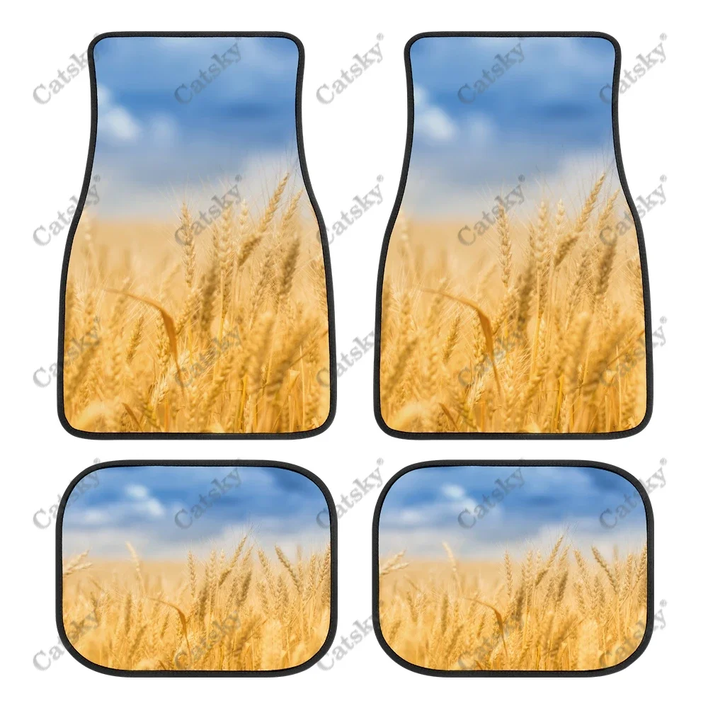 Wheat Print Carpet Floor Mats Set for Car All Weather Heavy Duty Protection Fit Most Vehicle, Cars, Sedan, Truck, SUV