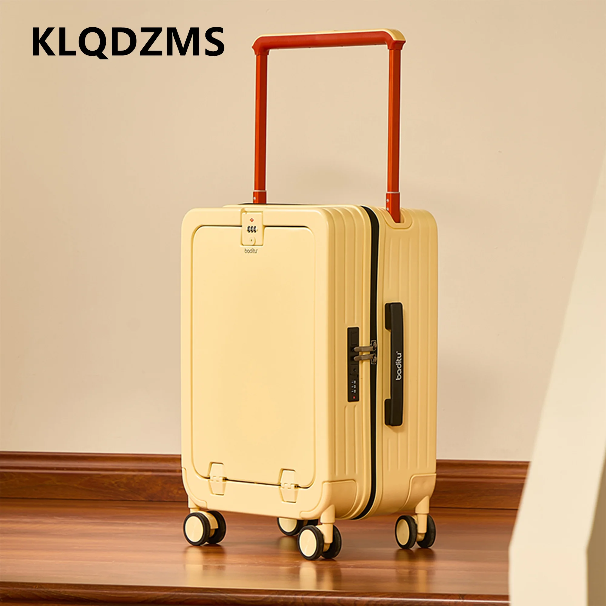 

KLQDZMS Ручной дорожный чемодан 18 "20 дюймов с передним отверстием, посадочный чемодан, 24 дюйма, чехол на колесиках для ноутбука, чемодан на колесиках
