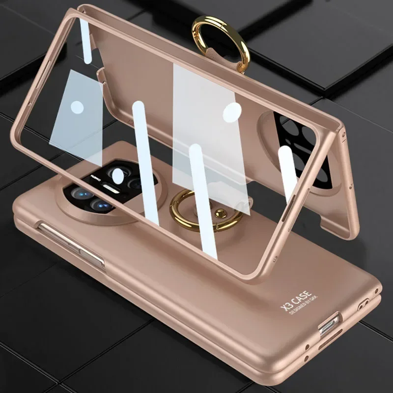 

Armor Shockproof Ring Holder Case For Huawei Mate X3 Tempered Glass Film Protective Plastic Hard Cover For Huawei Mate X3 Case