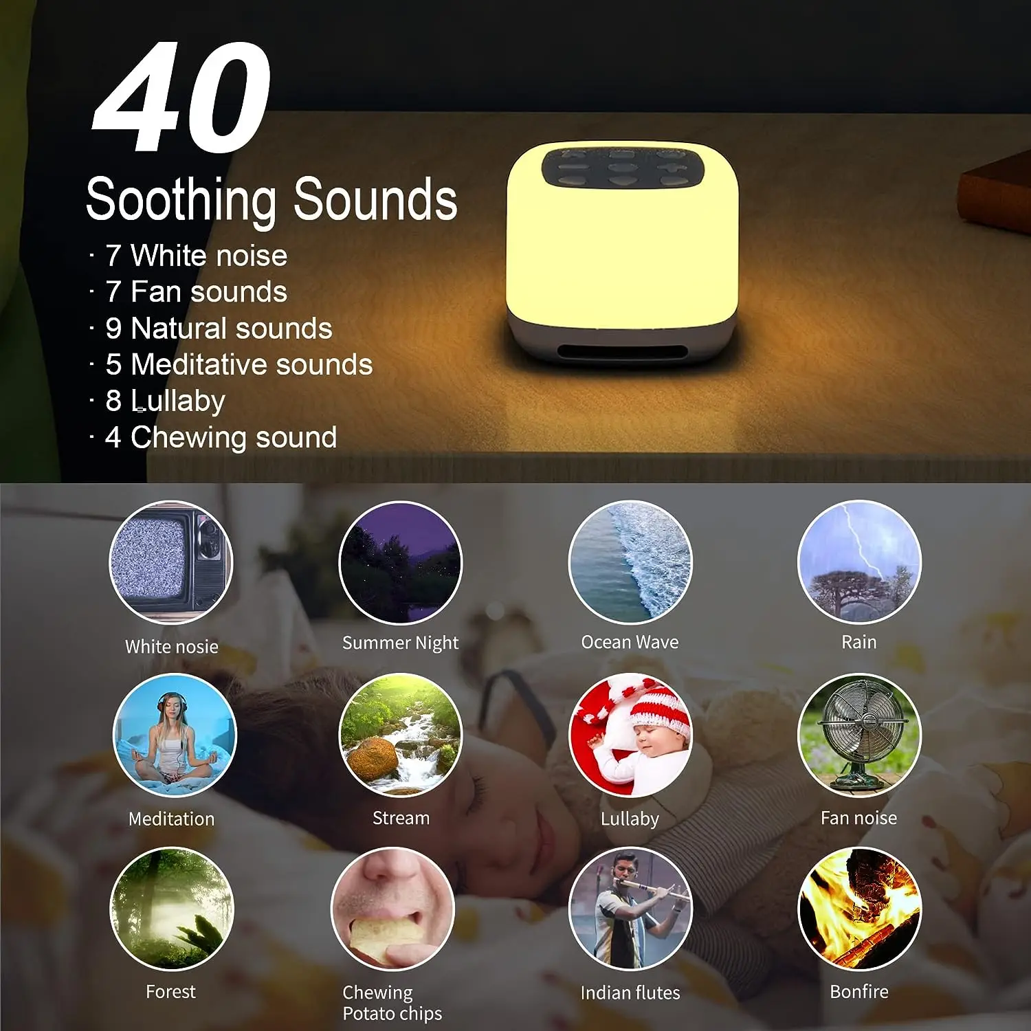 Bluetooth Rechargeable White Noise Machine Baby Sleep Portable Baby White Noise Maker Simple Operate