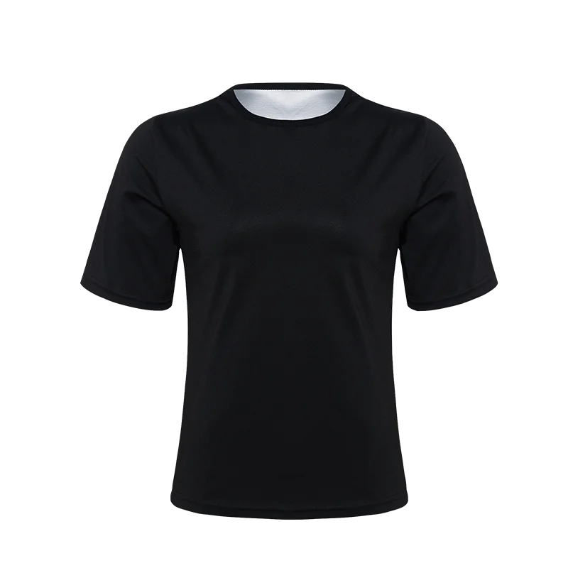 ملابس ساونا سوداء من النيوبرين تي شيرت للنساء ، حرق الدهون ، التخسيس ، فقدان الوزن ، الرياضة الساخنة ، الجري ، التمرين ، العرق ،