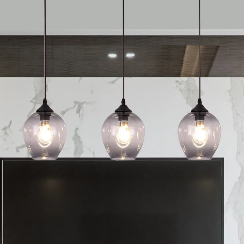 

Nordic Bedroom Entrance Wrought Iron Aisle Light Corridor Simple Glass Dining Table Pendant Lights Retro Restaurant Chandelier