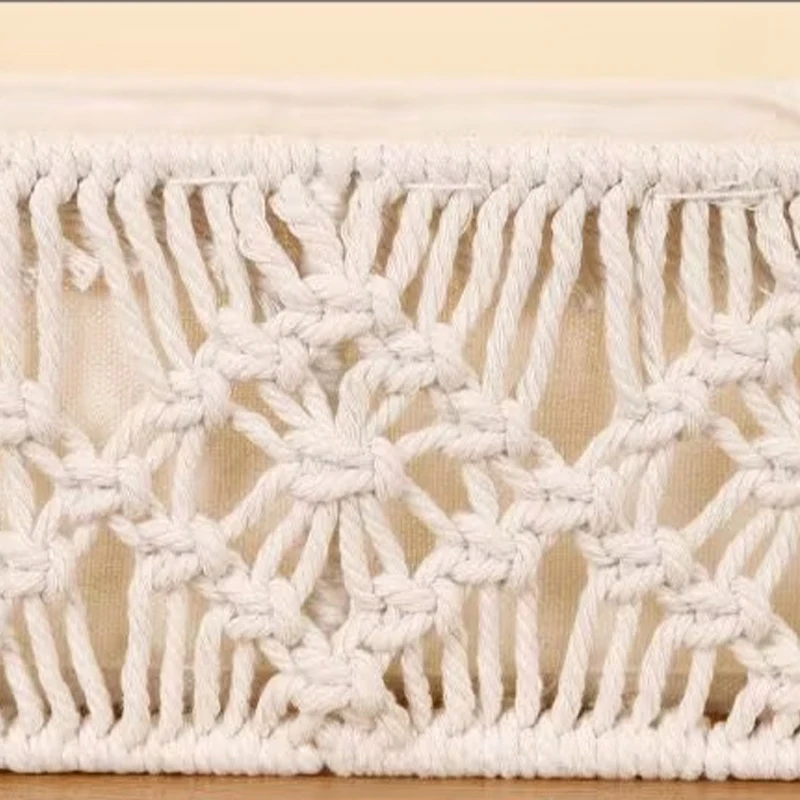 1 قطعة سلة التخزين مكرميه بوهو ديكور سلال لتنظيم كونترتوب ورق التواليت سلة الرف مع مقبض للحمام Bedr #4