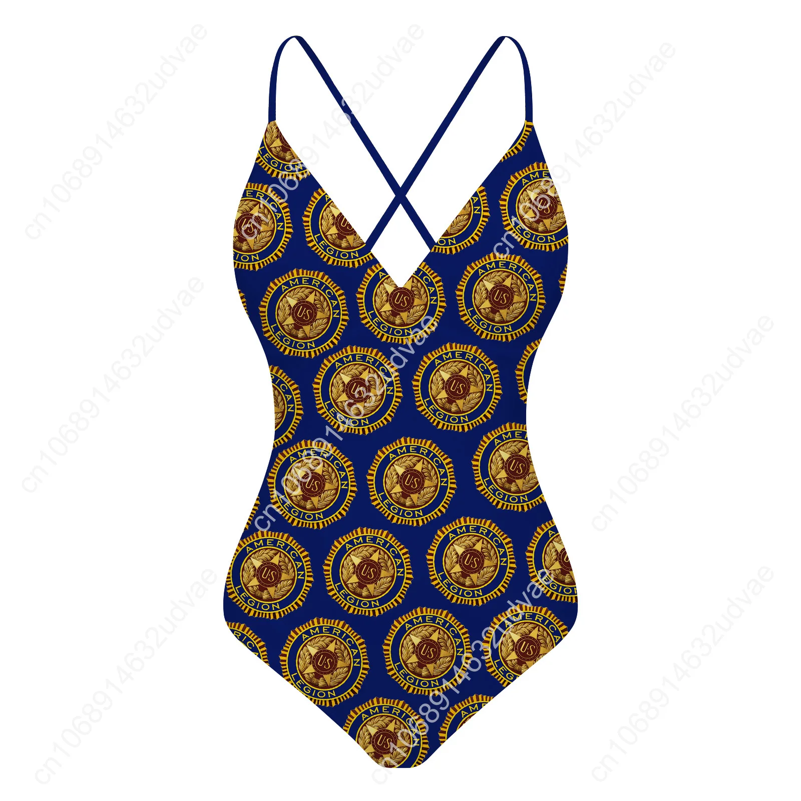 American Legion Logo V-neck Halter Back Swimsuit Womens Bathing Suits Personalized Bikini Pool Party Swimwear Custom Beachwear