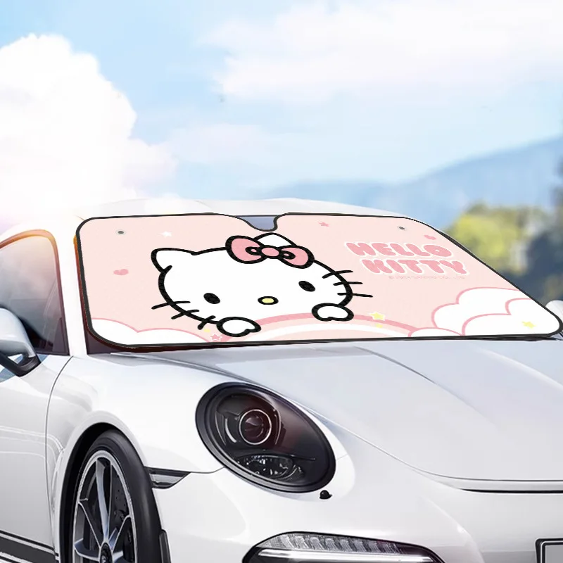 Hello Kitty Car Solar Protection Heated Windshield Sunshade Car Window Windscreen Cover Sun Shade Auto Sun Visor Car-covers view 2