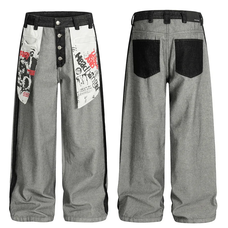 

2025 American Streetwear Jeans | Reversed Wash & 5D Oversized Pocket Design, Unisex Loose Wide Leg Pants with Urban Edge