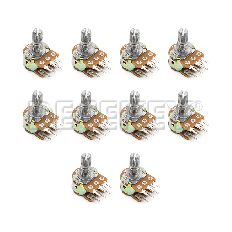 10PCS WH148 Potentiometer 6Pin 15mm Shaft with Nuts and Washers Linear Potentiometers B1K B2K B5K B10K B20K B50K B100K B500K B1M