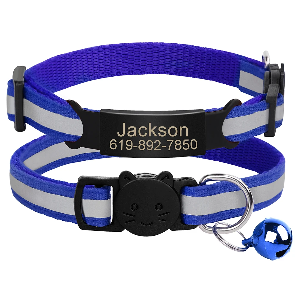 Personalisierte ID Kostenloser Gravur Katze Kragen Reflektierende Katze Sicherheit Schnalle Halsbänder Einstellbare Benutzerdefinierte Nylon Welpen Kätzchen Halskette – Detail 8