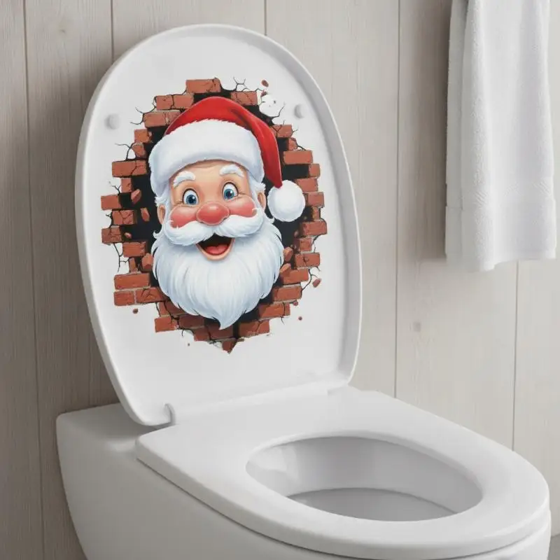[F] Christmas Snowman Toilet Sticker Merry Christmas Party Decoration Xmas Home Bathroom Decor Navidad Natal