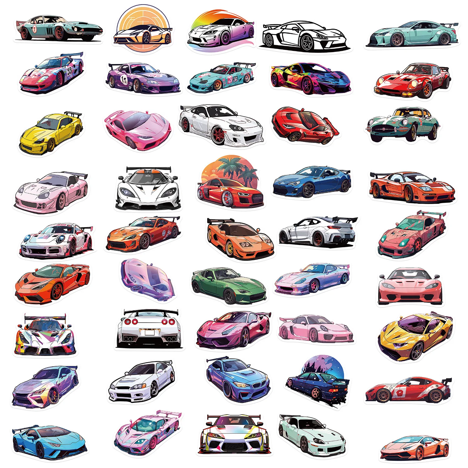 50PCS JDM Sports Car Sport Super Car Stickers For Trunk Car Motorcycle Water Bottles Laptop Helmet stickers