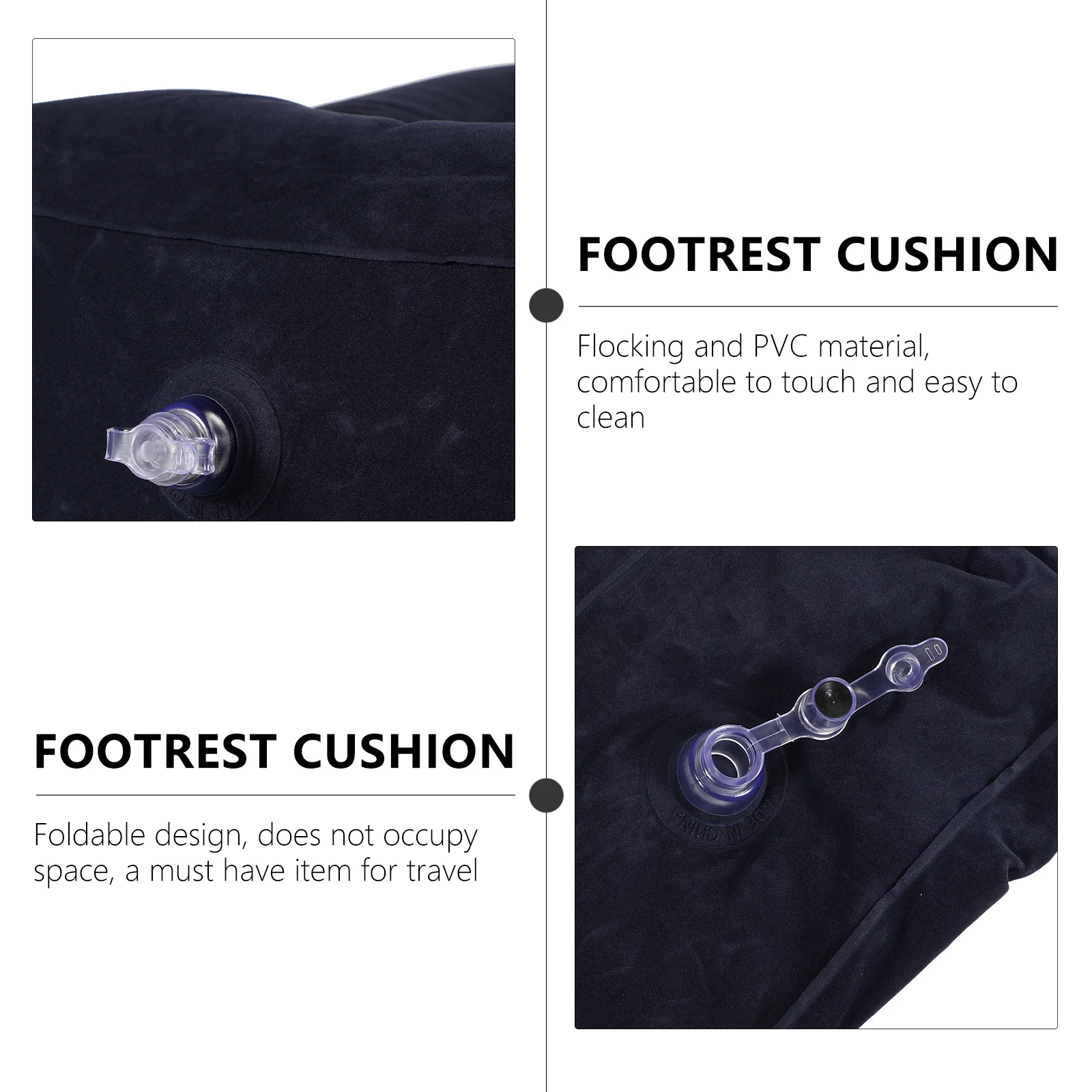 

1Pcs Inflatable Footrest Pillow Adjustable Height for Travel Bed Flat Airplane Car Seat Comfortable Flocking PVC Folding