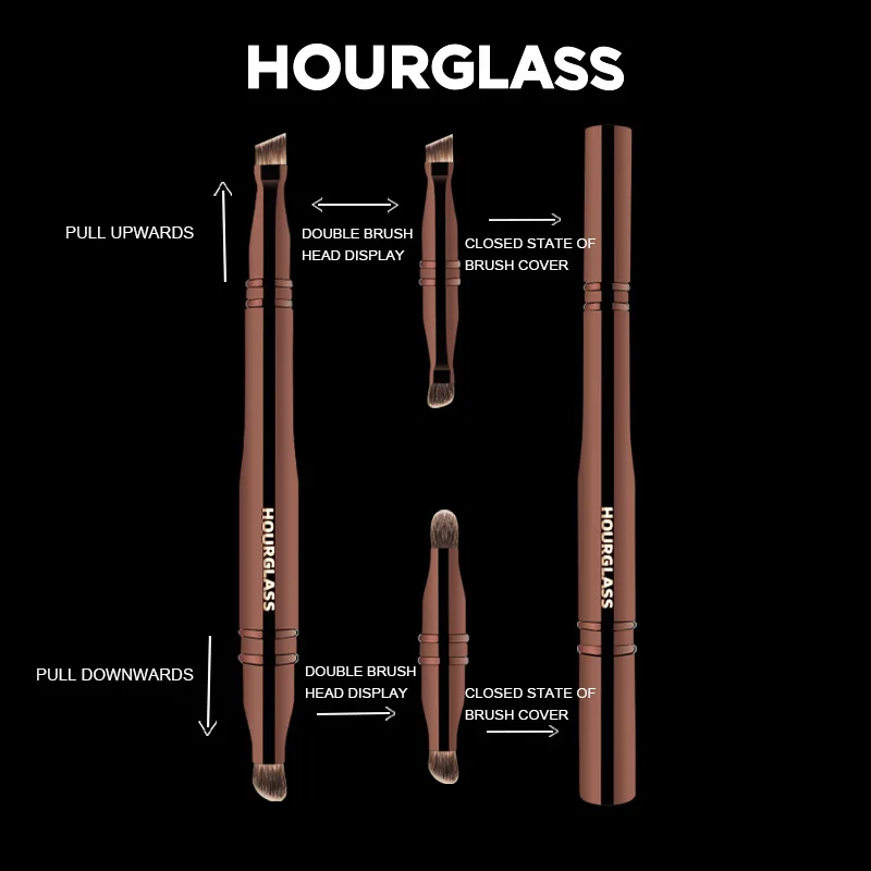 

Hourglass Makeup Brush HG023 - Four head multi-function portable makeup brush eye shadow eyebrow brush Same New Product Discount