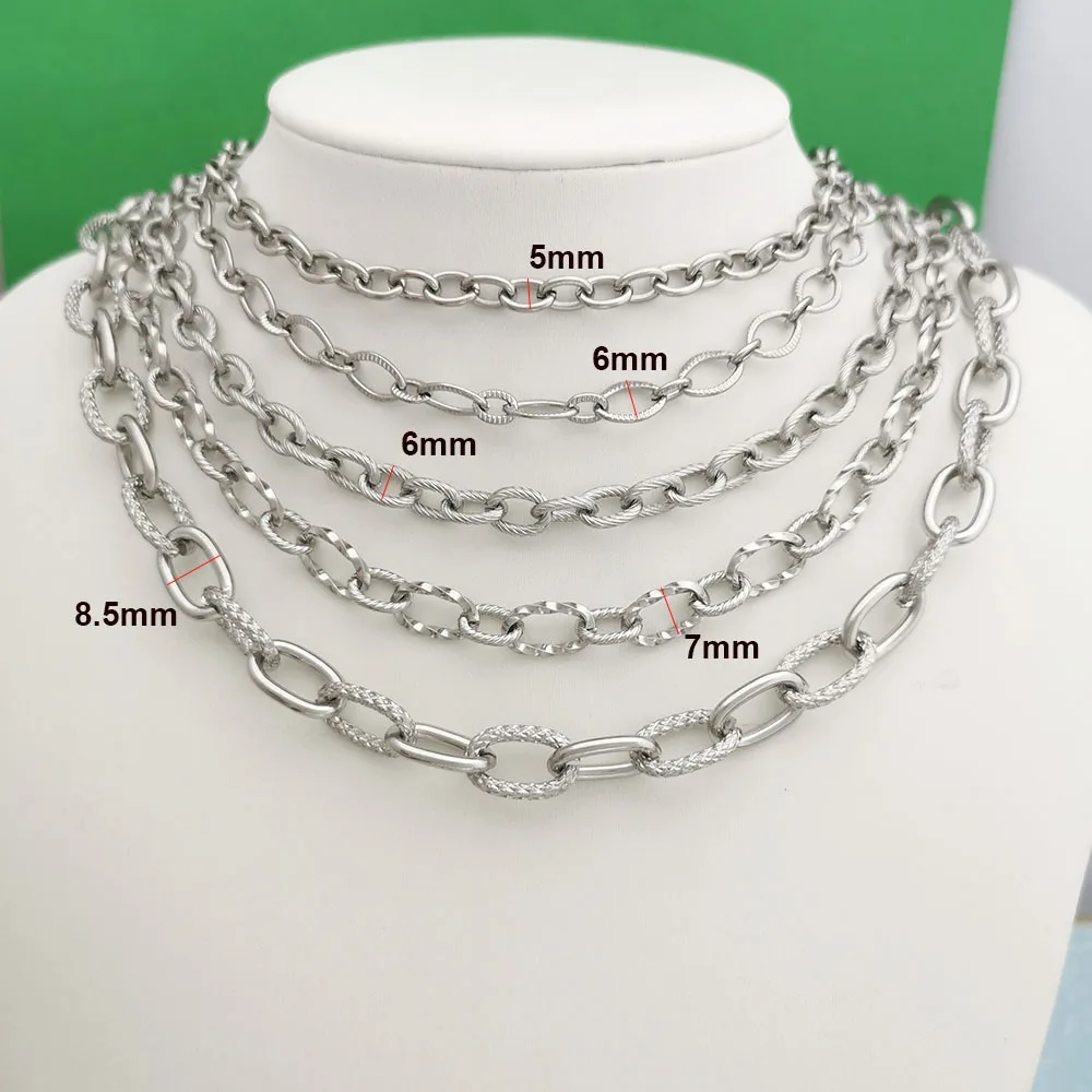 Edelstahl-Halskette für Damen und Herren, Choker, Geometrische Verbindung, Gedrehte Kette, Dicke Rolo-Kette, PVD Goldfarbe, Silber, Wasserdicht, Großhandel – Detail 2