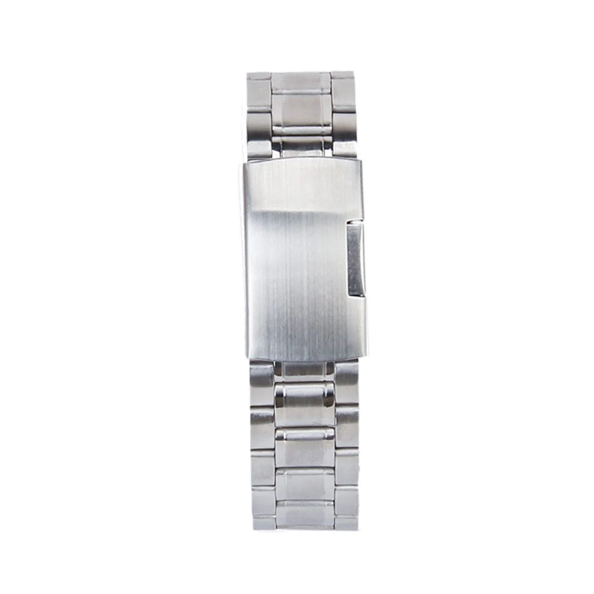 

20Mm Stainless Steel Watch Band Strap Solid Links Straight End Silver 190Mm Length 3.2Mm Thickness Foldover Clasp Push Button