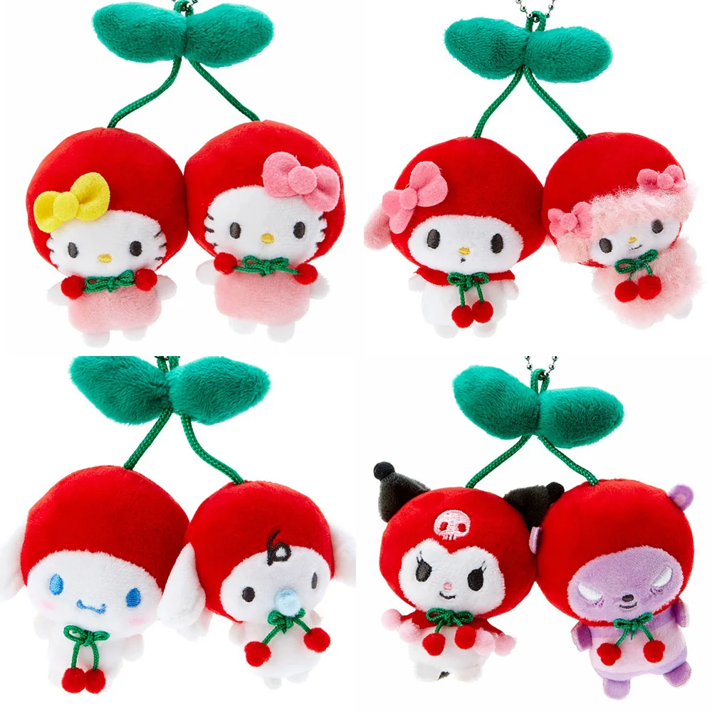 Olá Kitty Sanrio Figuras De Pelúcia, Broche De Pelúcia Cherry Cinnamoroll, Kuromi Pom Pom Purin, Pingente Suave Kawaii, Brinquedos Bonitos