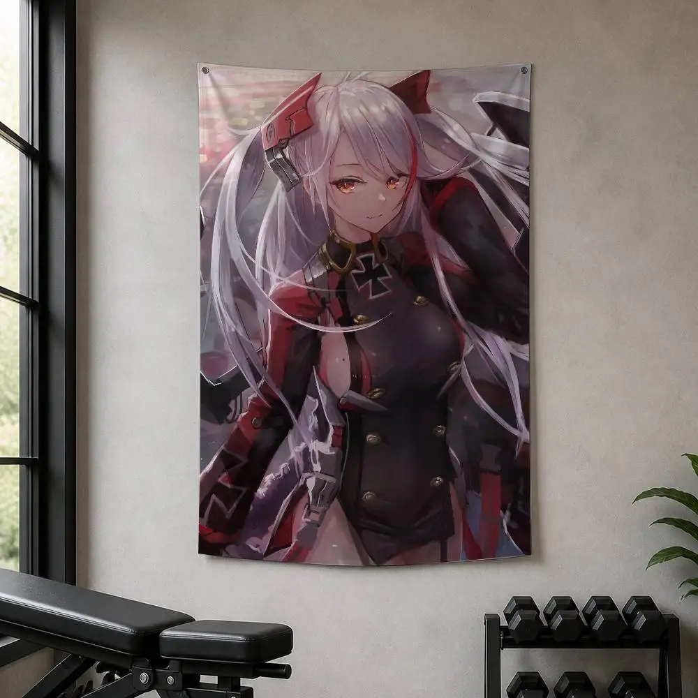 A-Azur Lane Prinz E-Eugen  Decorative Hanging Flag with Grommets for Garage Bedroom Dorm Wall Decor
