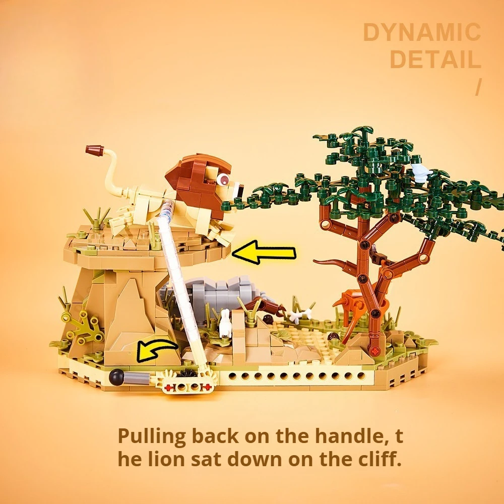 Moc oceano deserto africano pastagem leão rinoceronte veados blocos de construção conjunto bonito zoológico animal brinquedos para crianças presentes do feriado aniversário
