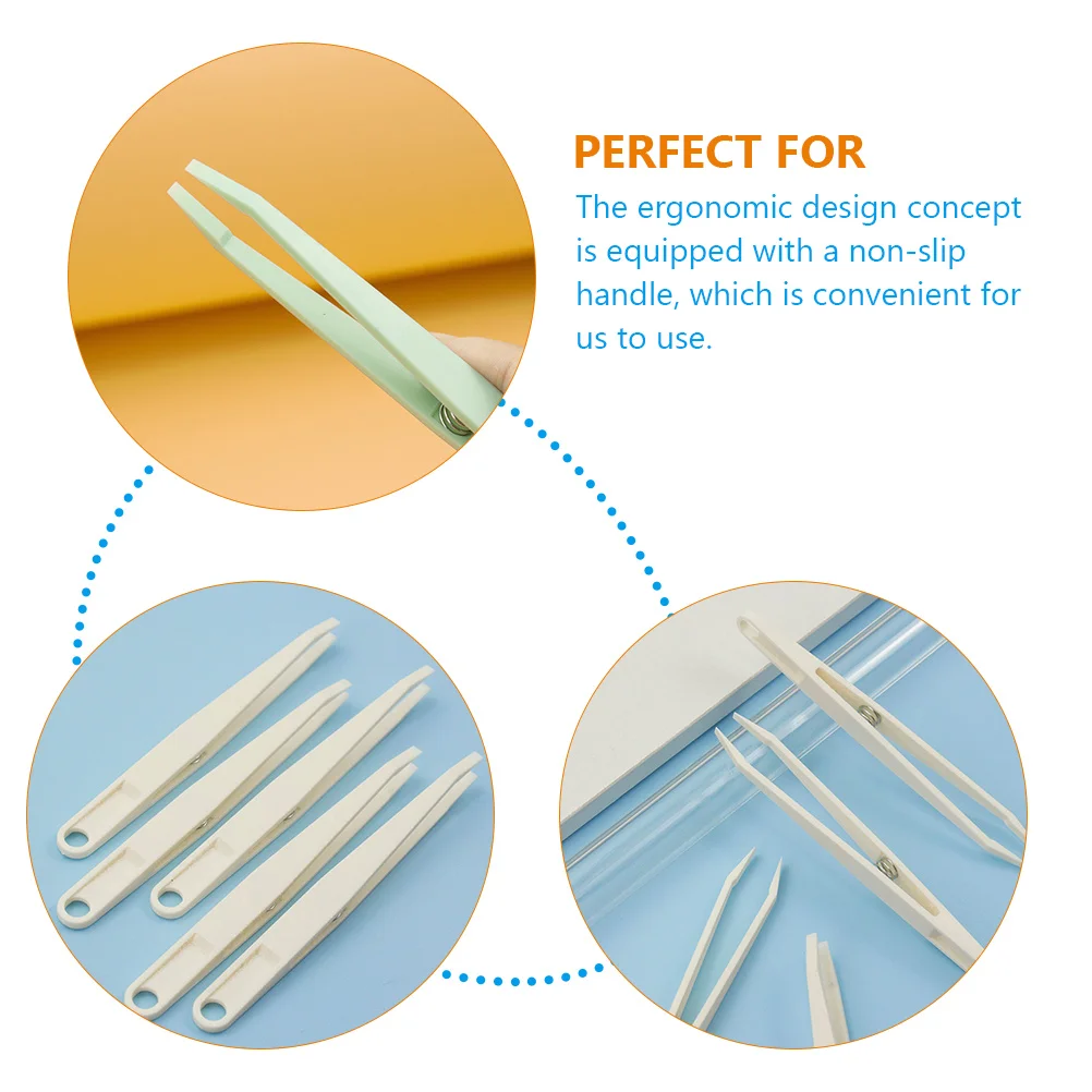 

12 Pcs Precision Tweezers ABS Craft Tools Soldering Bead Clamp Fine Tip Non Marring Forceps Plastic Sticker Jewellery Making