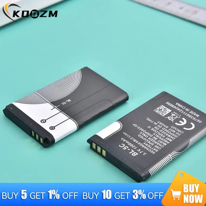 KOQZM 3.7V 1200mAh Battery BL-5C BL5C BL 5C Rechargeable Batteries For Nokia 2112 2118 2255 2270 2280 2300 2600 2610 3125 3230