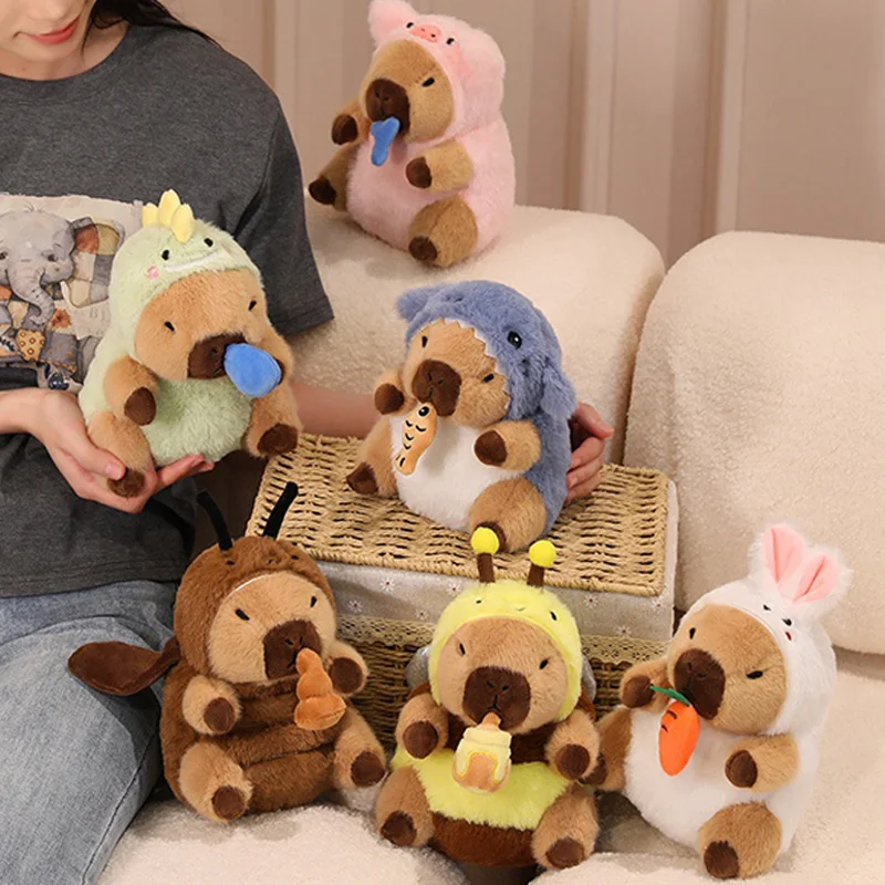 

20cm Big Snot Bubble Stretch Snot Capybara Doll Kawaii Anime Capybara Dinosaur Shark Cockroache Plush Toy Cute Gift Room Decor