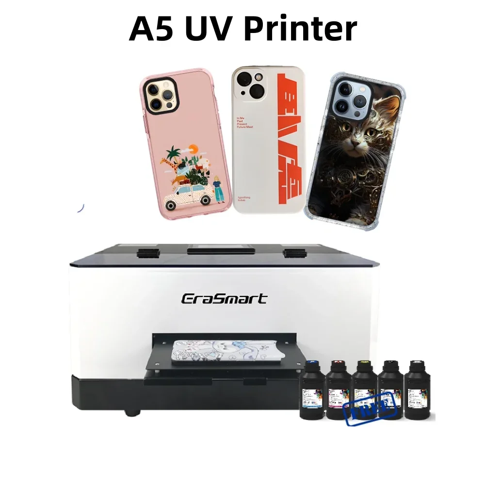 2025 Newest Mini Version Digital Inkjet Printer Multifunction A5 UV Printer For DIY PVC TPU Glass Leather Phone Case Printer