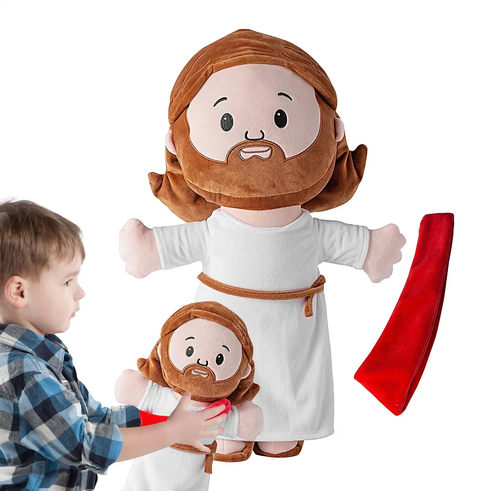 Stuffed Jesus for Kids Vivid Expression Plush Material Soft Elastic Cartoon Exquisite Embroidery Process Soft Elastic Stuffed
