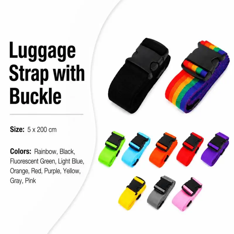 2pcs Straight Shaped Luggage Straps for Suitcase Polyester Luggage Belt with Adjustable Release Buckles Travel Accessory