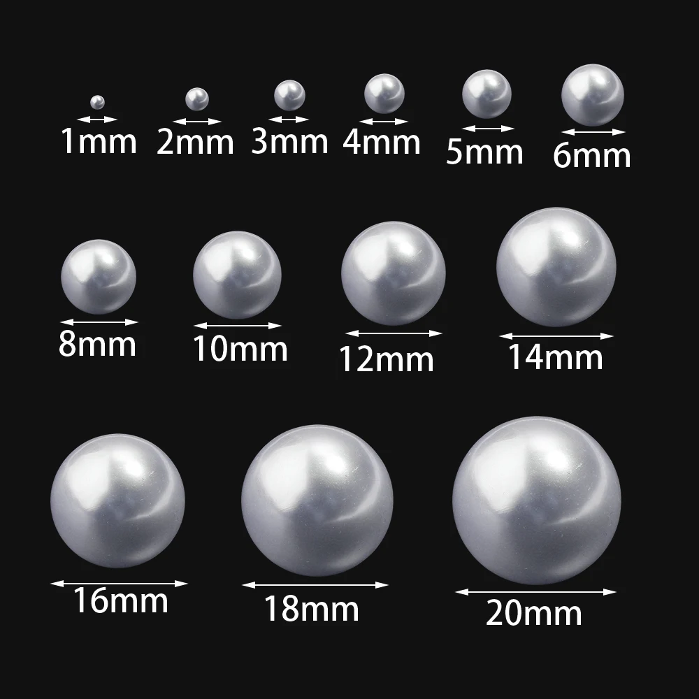 10-1000 Stück 1-20mm Beige/Weiß ABS-Imitationsperlen ohne Loch, runde lose Perlen für Heimdekoration, Schmuckherstellung, DIY-Zubehör
