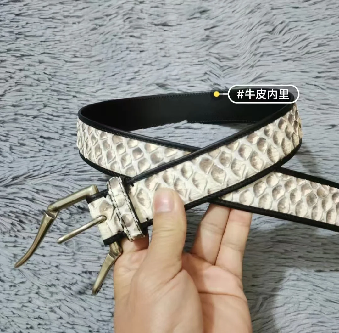 2025 New Luxury Snake Leather Men's Belts Fashion Genuine Leather Needle buckle Belts For Man 3.8cm Width Belts 45