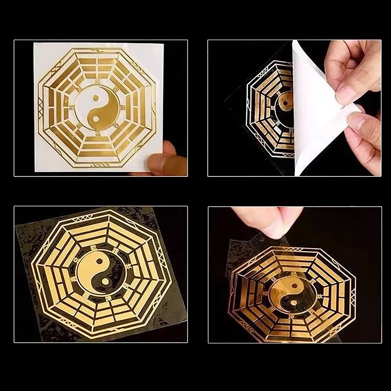 Door to Door Five Emperors' Money Dissolves Eight Trigrams Metal Stickers Home Money Incoming Mobile Phone Stickers 5.5*5.5cm