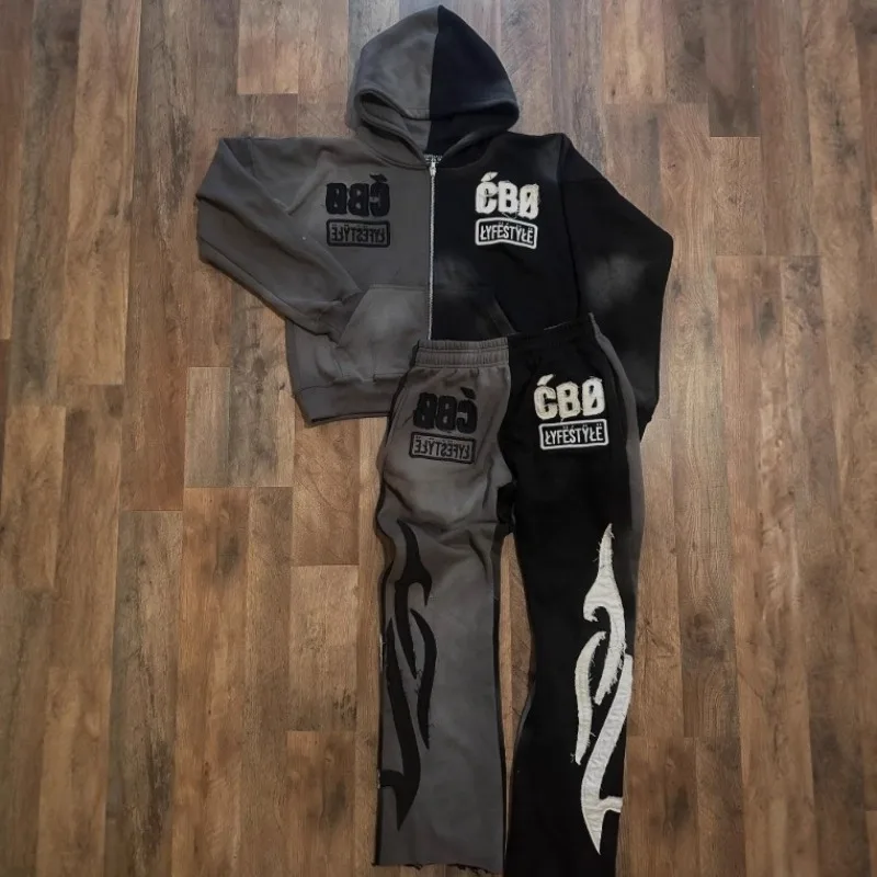 

Y2k Mens Clothes High-Street Statement Hoodie Set New in Hoodies Sweatshirts Graphic Hoodies Sweatpants Man Streetwear Clothing