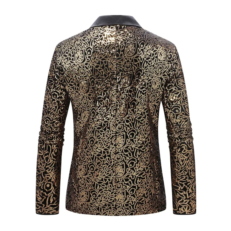 

2026 New Style: Men's Gold Shining Suit Top, Particularly Eye-catching for Stage Performances/fashion Parties/wedding Hosting