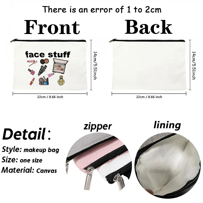 Hair Face Stuff Fun Cosmetic Bag Organizer Travel Sundry Storage Toiletry Bags Perfume Lipstick Makeup Pouch Zipper Wallet Gift