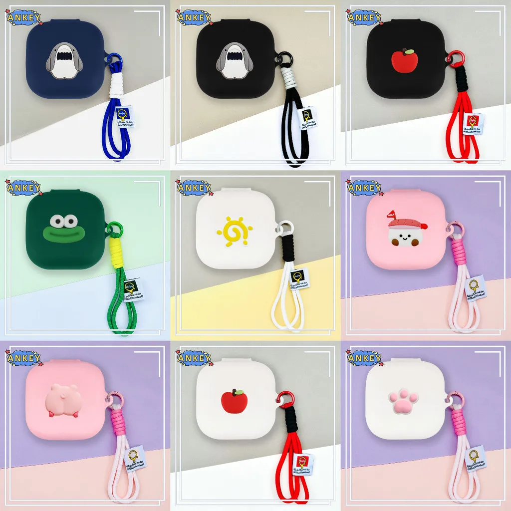 ل Beats Powerbeats Pro 2 حافظة سماعة سيليكون سماعات أذن لطيف الضفدع القرش لينة واقية غطاء سماعة الرأس مع حبل الحبل